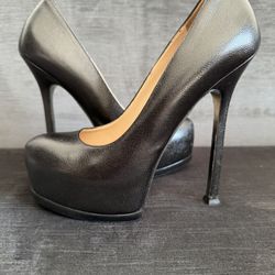 Yves Saint Laurent Tribtoo 105 Pump Vernigolf Black Shoe Heel 38