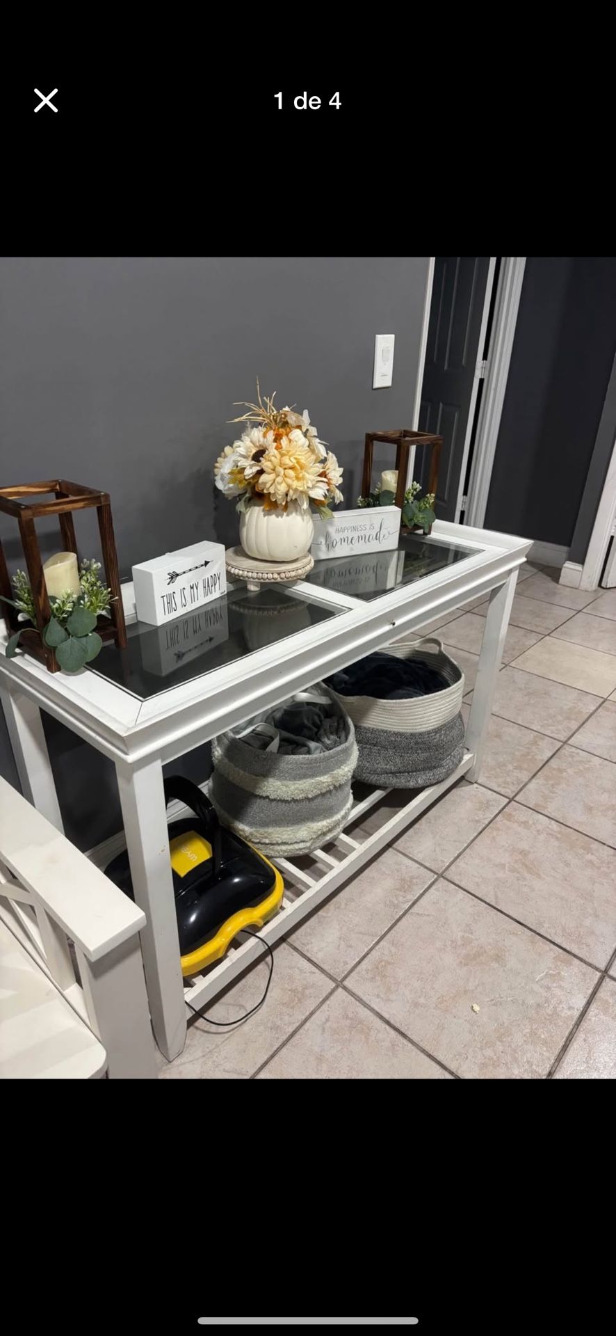 Solid Wood White Entryway Table