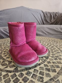Kids Pink Glitter UGG-Style Boots
