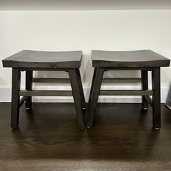 Wooden Curved Stools (Set of 2)