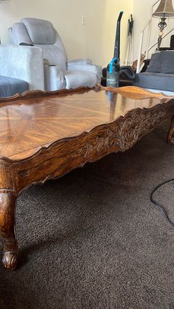 Ornate Carved Wood Coffee Table