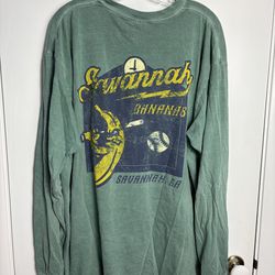 Savannah Bananas Long Sleeve T Shirt Men's 2XL Faded Retro Graphic Tee Green