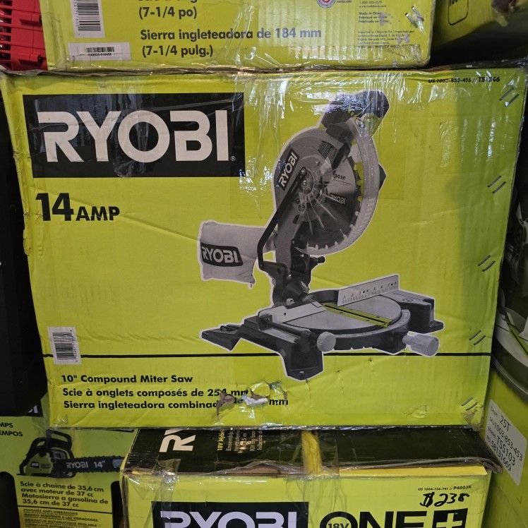Ryobi 10 in. Corded Compound Miter Saw With Led