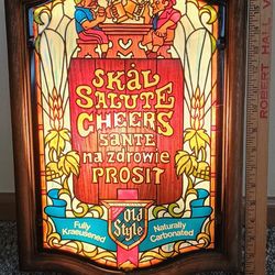 Vintage 1980s Heileman's Old Style Beer Tiffany Style Face Light Up Sign. See our other great vintage art antiques Sports jewelry beer signs Furniture