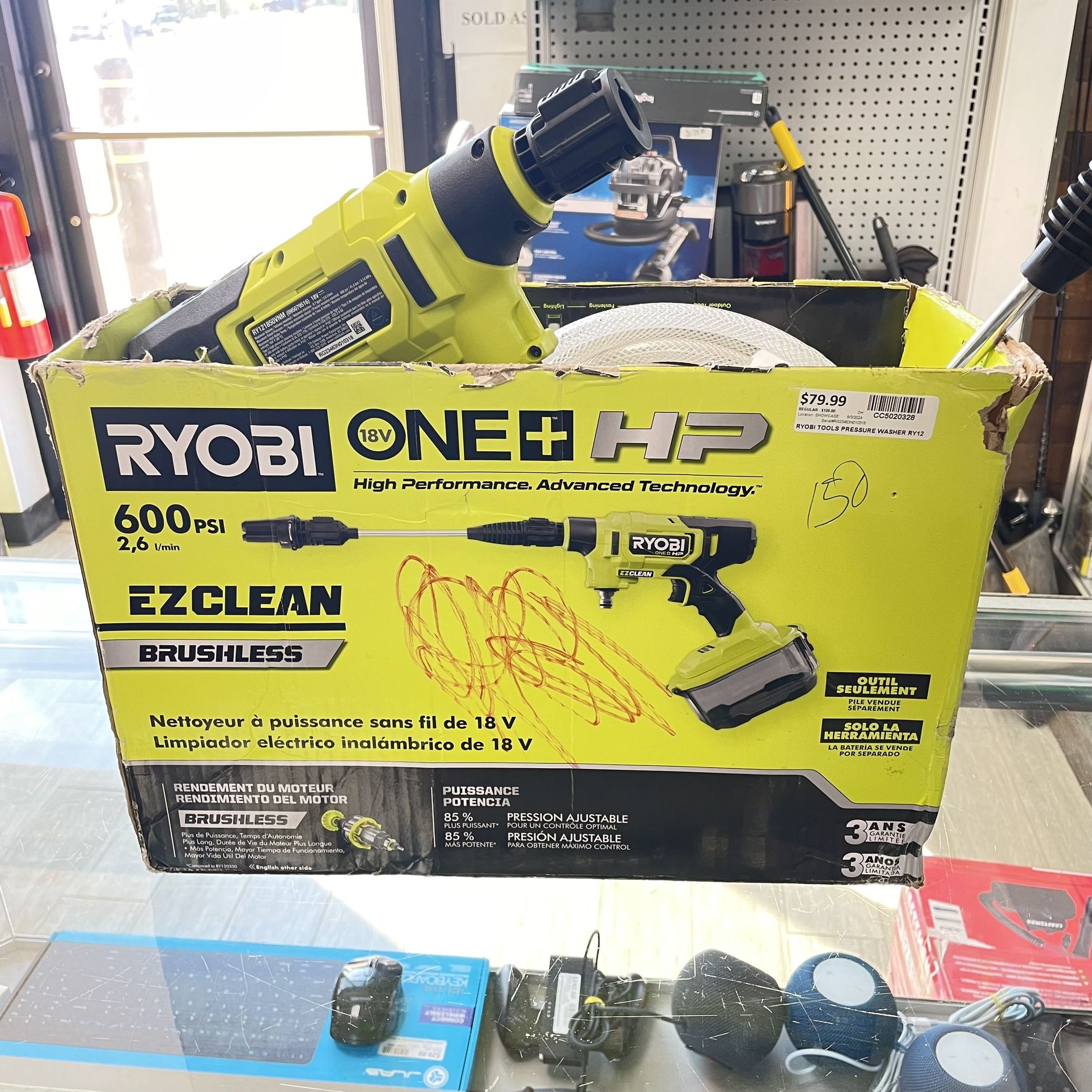 RYOBI 600 PSI 18V Power Cleaner with 18V Battery