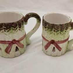 Vintage Ceramic Asparagas Coffee Tea Mugs Cups Cottagecore Countrycore Granny