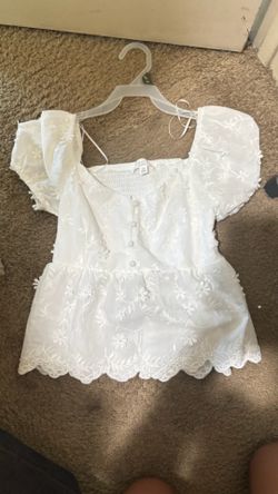 White Floral Eyelet Top