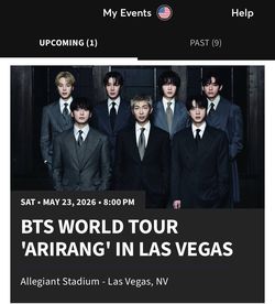 BTS Arirang Ticket- Las Vegas 05/23