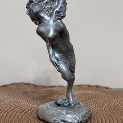 🗿 Vintage Art Nouveau-Style Woman Statue – Silver Finish