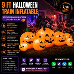 9 FT Halloween Pumpkin Train Inflatable