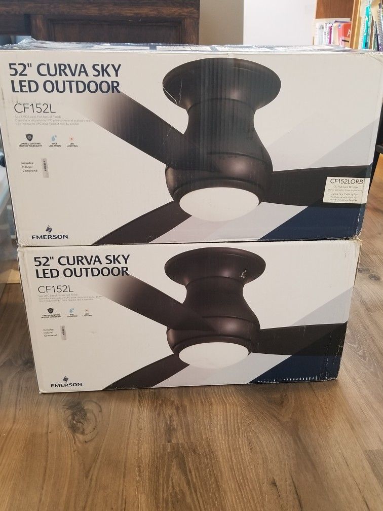 Emerson 52" Curva Sky Indoor/Outdoor Ceiling Fans With LED Lights And Remotes