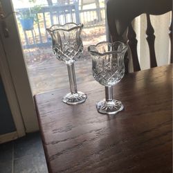 Vintage HomcoGlass Pedestal Scalloped Candle Holder