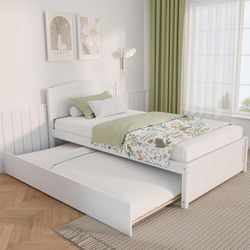 Twin Trundle Bed + Mattress (No Box Spring Needed)