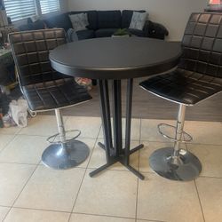 Round High Table With Two Stools