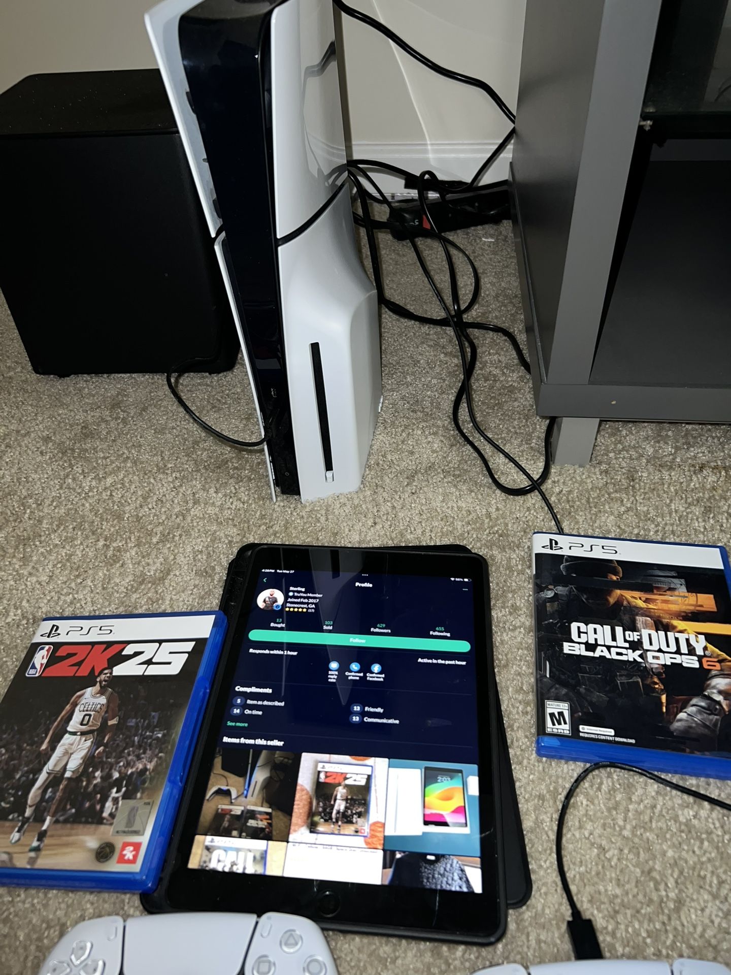 PS5 WITH GAMES & 2 CONTROLLERS