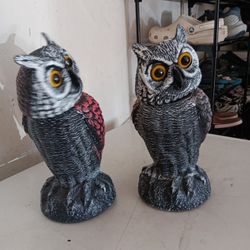 10" Standing Owls To Scare Away Birds