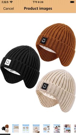 Kids Ribbed Knit Beanie with Ear Flaps 3-Pack