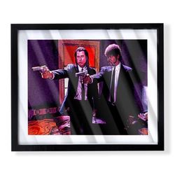 Pulp fiction custom art piece of Jules and Vincent in black frame
