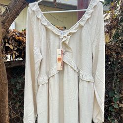 Women Long Sleeve V-neck Dress Lace Falbala A-line Knee Length Skirt Autumn