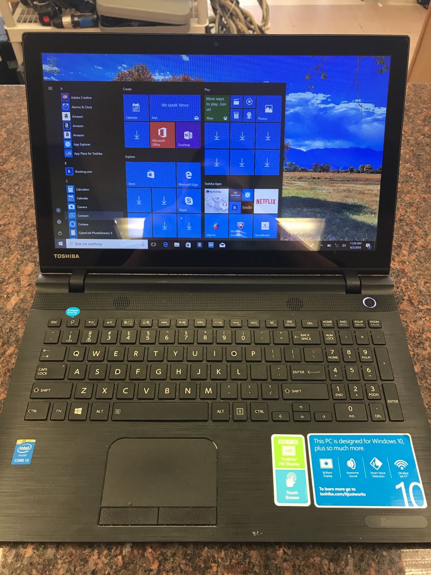 Toshiba C55t-C5300 - Satellite 15.6" Touch-Screen Laptop - Intel Core i3 - 6GB Memory - 1TB Hard Drive - Brushed Black used condition laptop