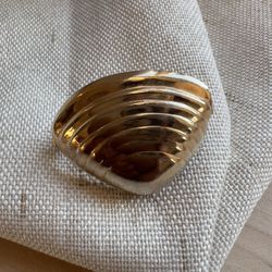 Vintage Gold Plated Clam Shell Dress Clip Scarf Ring Pendant accessories 