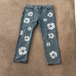 Denim tear wash denim blue jeans Cotton wreath