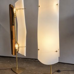 Pair of Vintage Sculptural Brass Floor Lamps – 54”