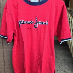 Vintage PACO Jeans Red T-Shirt Womens Xl 90s Hip Hip  Short Sleeve