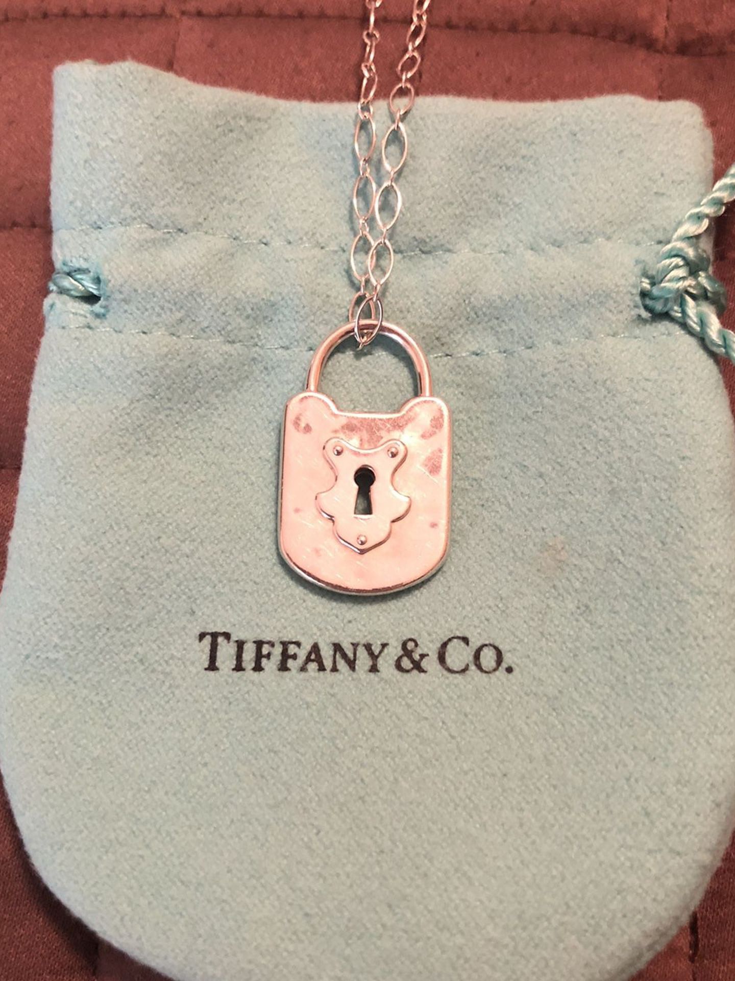 Tiffany & Co. Lock Pendant And 20” Oval Link Chain