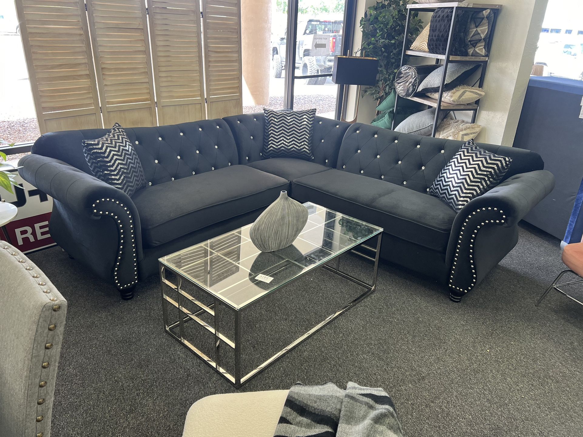 Black Velvet Sectional 