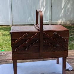 Accordion Sewing Wooden Chest 