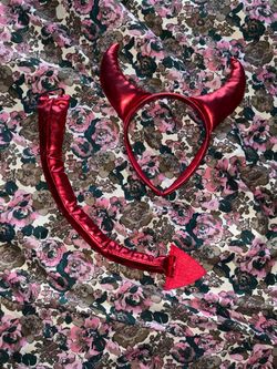 Red Devil Horns Headband and Tail Set
