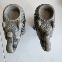 Ceramic Gray Elephant Tealight Candle Holder Better Homes & Gardens LOT of Two 2