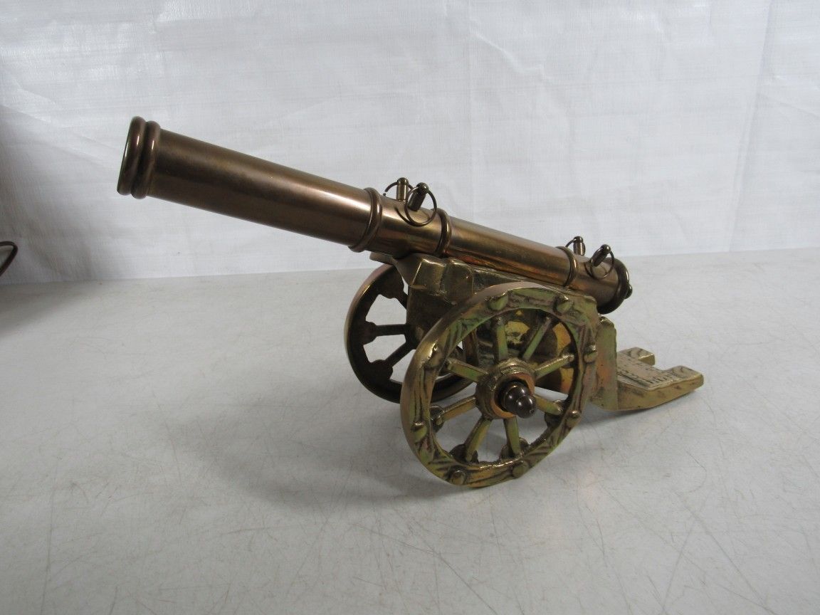 Desktop Vintage 1960's-1970's Solid Brass Replica Cannon 13" Length
