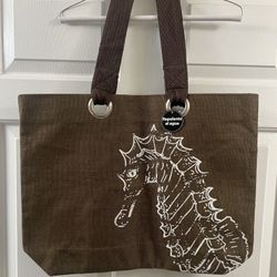 Brown Jute Waterproof Beach Bag Tote Bag 