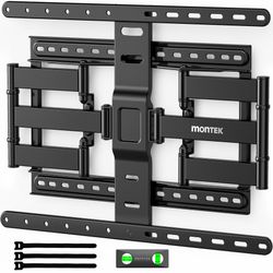 monTEK Ultra Slim TV Wall Mount for 43-90 Inch TVs | 1.1" Thin Low Profile Full Motion Bracket | Dual Swivel Articulating Arms with Tilt | Max VESA 60