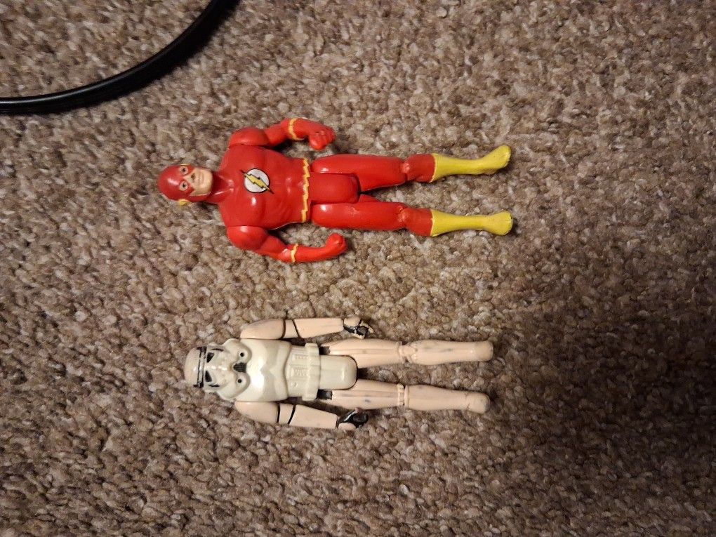 Star Wars Stormtrooper 1977 Action Figure And 1984 DC The Flash Action Figure