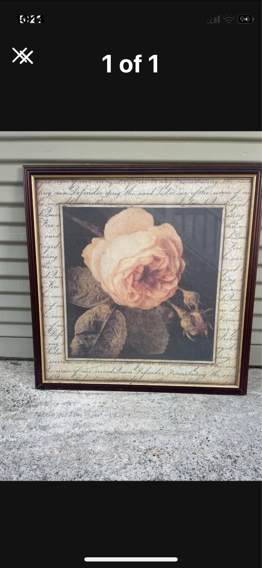 Large Vintage Rose Wall Hanging 