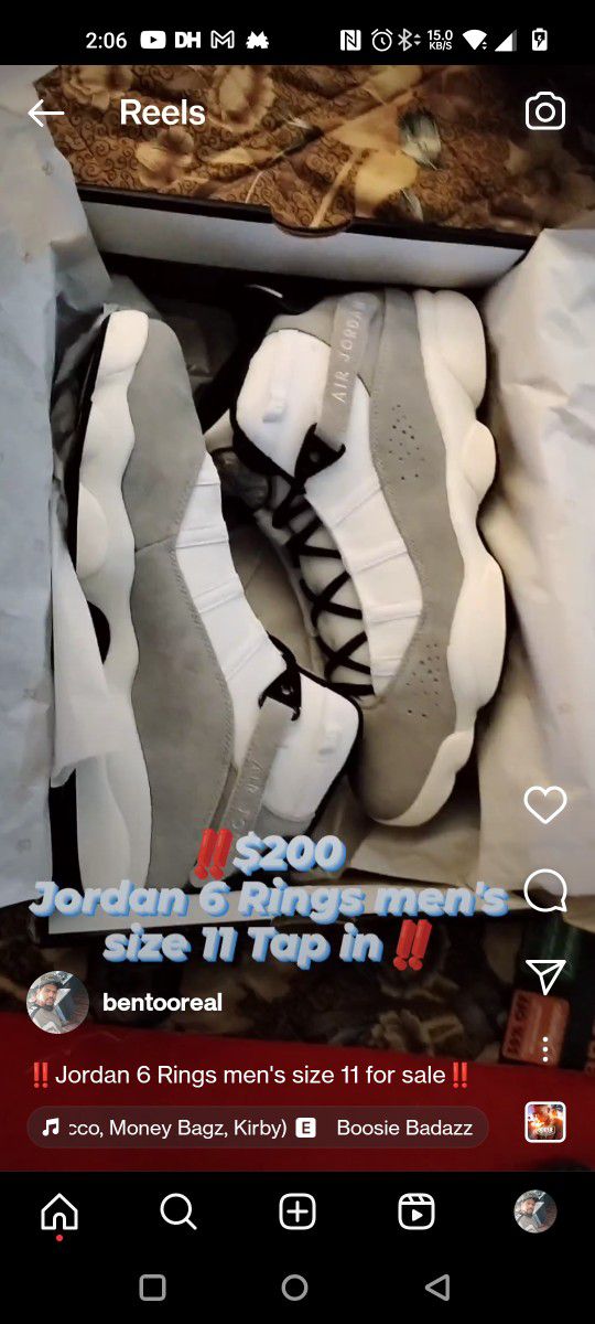 Jordan 6rings White And Grey Men's Size 11 