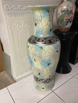 Floor vase aqua with silver