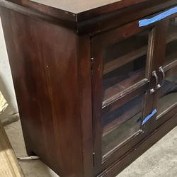 Solid wood Credenza With Glass Doors 