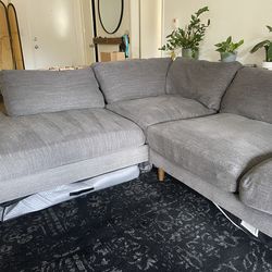 Deep Seated Gray Sectional Couch with Chaise