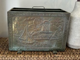 Vintage Brass Solid Magazine Rack Handles Rusty Rustic Aged Patina Weathered Mid Century