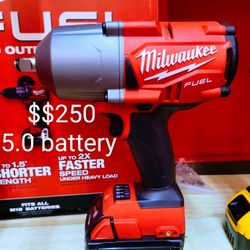 Milwaukee 1/2 Impact Wrench With 5.0 Battery New. 