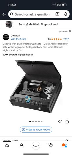 Iron SE Biometric Gun Safe – Quick Access Handgun Safe with Fingerprint & Keypad Lock for Home, Bedside, Nightstand, or Car