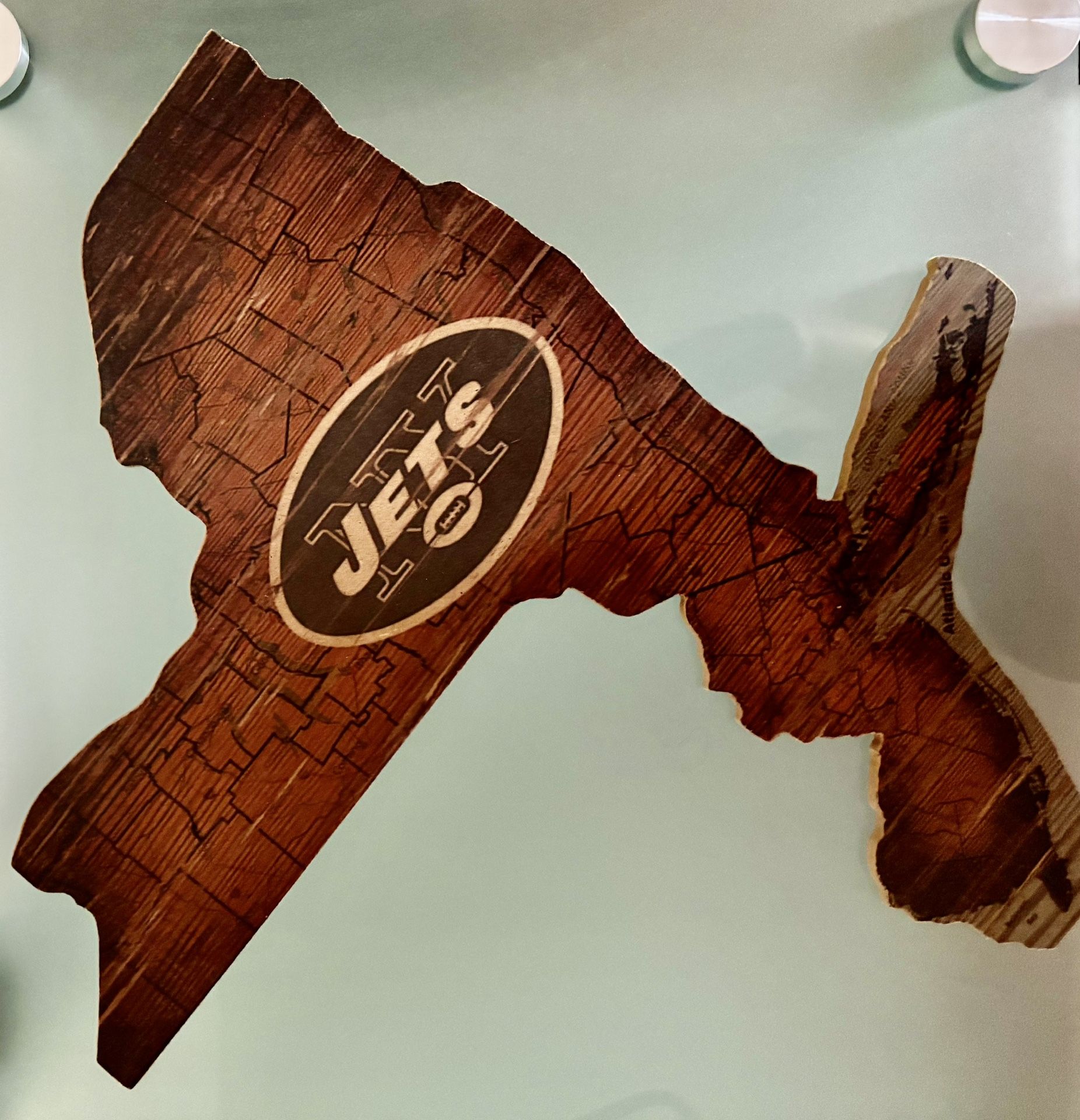 NEW YORK JETS DISTRESSED STATE 24 INCH SIGN