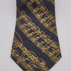 57x4 Fratello Silk Necktie Music Pattern Retro