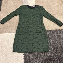 JUICY COUTURE Cire Juniper Green Lace & Leather Dress Sz S