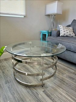 Modern Style Coffee Table - Brushed Metal Finish