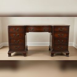 Vintage Queen Anne Style Solid Wood Pedestal Desk - Good - Santa Rosa, CA